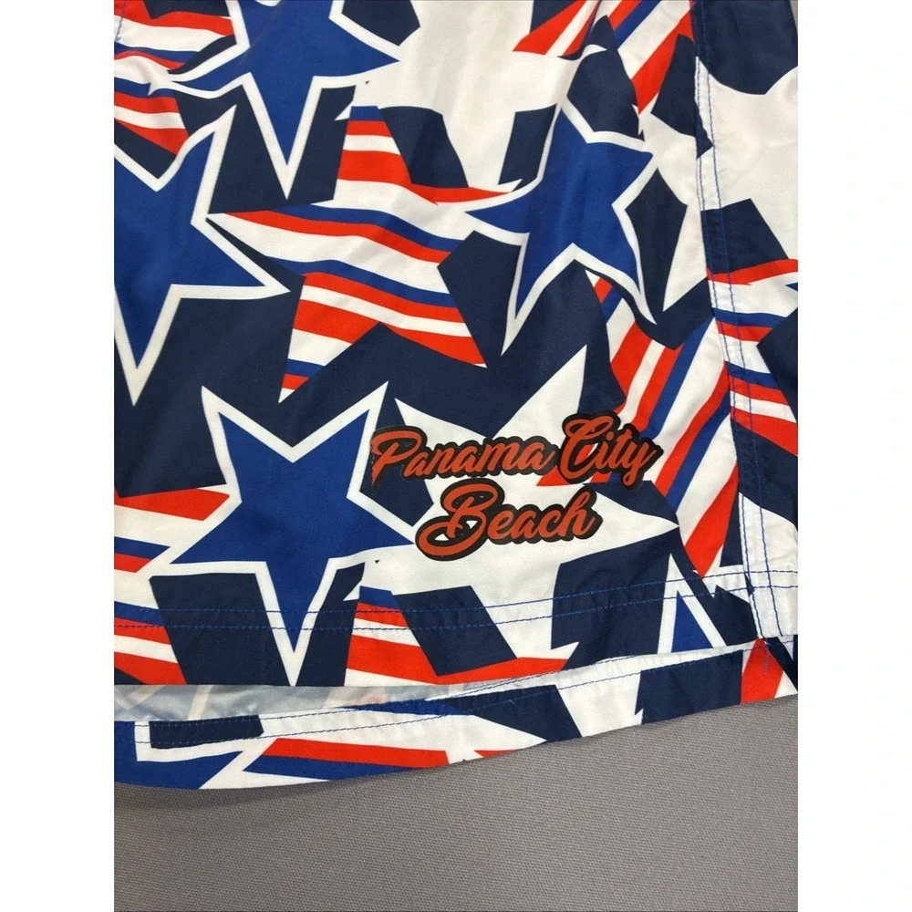 American Crown Swim Trunks 3XL Patriotic Stars Red White Blue Mesh Lining Cut